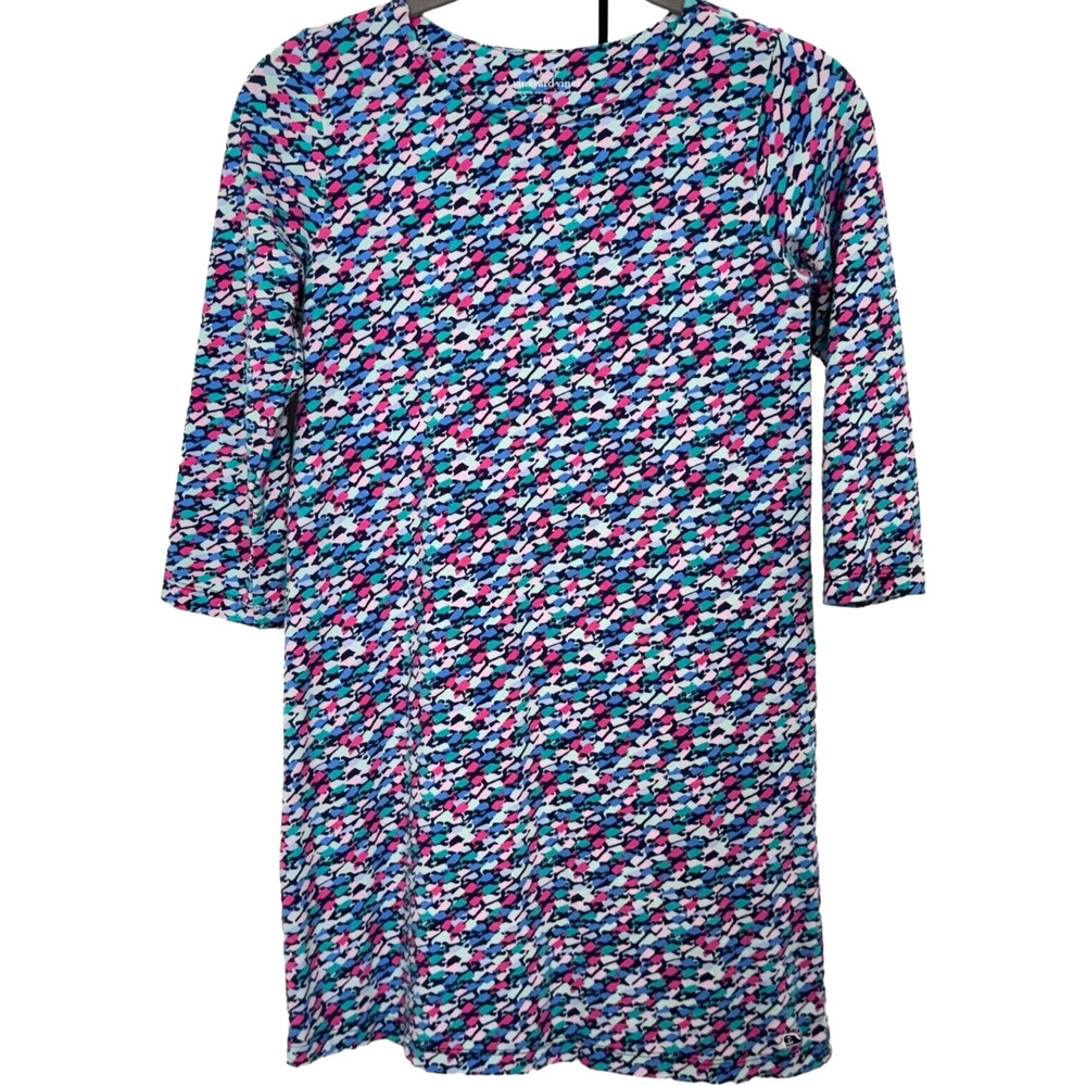 Vineyard Vines Girls Swimming Whales Tisbury Pima Cotton Knit Dress Sz M 10-12